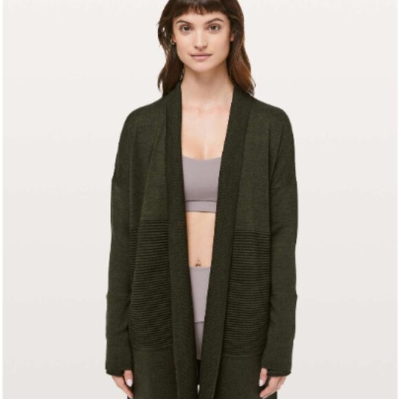 lululemon athletica Sweaters - Lululemon Sit In Lotus Sweater Wrap 6 Heathered Dark Olive